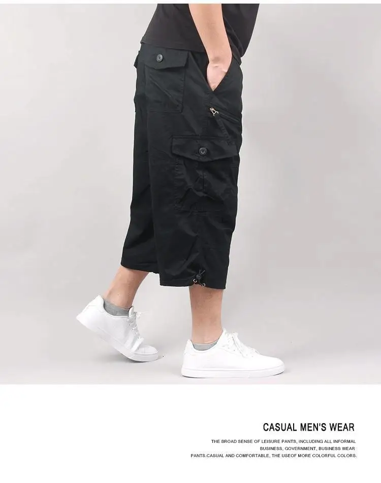 Herren Cargo-Shorts, Sommer, lockere Freizeithose, elastische Taille, große Größe, Outdoor-Jogging-Jogginghose, Trend, mehrere Taschen – Detail 13
