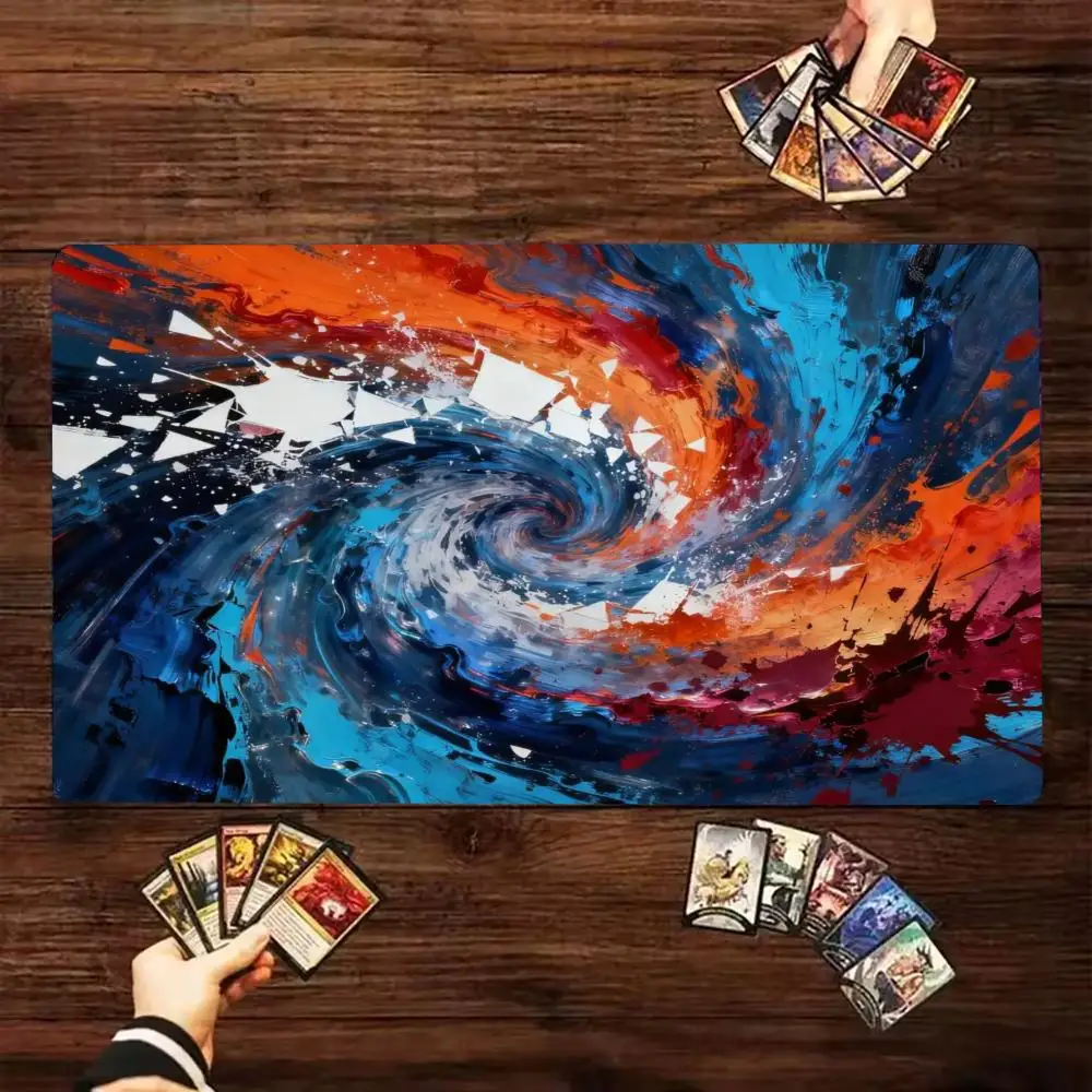 Large Abstract Swirl Art Mouse Pad, Colorful Paint Splash Desk Mat, Non-Slip Rubber Base Extended Gaming Keyboard Mat