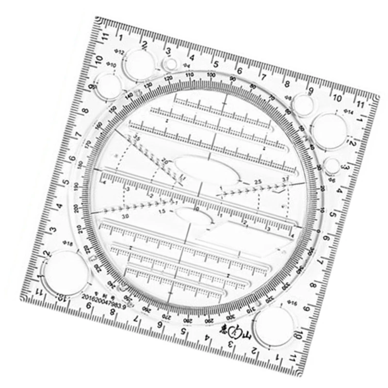 Rotatable Ruler Mathematics Measuring Tool Geometric Ruler Draft Ruler Gift K92C