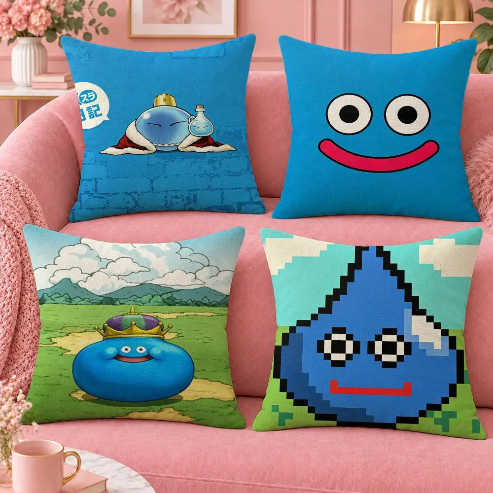 Game Dragon Quest Cute Slime Cushion Cover Cute Cartoon Throw Pillow Cover Soft Plush Cushion Cover Sofa Bedroom Home Decor