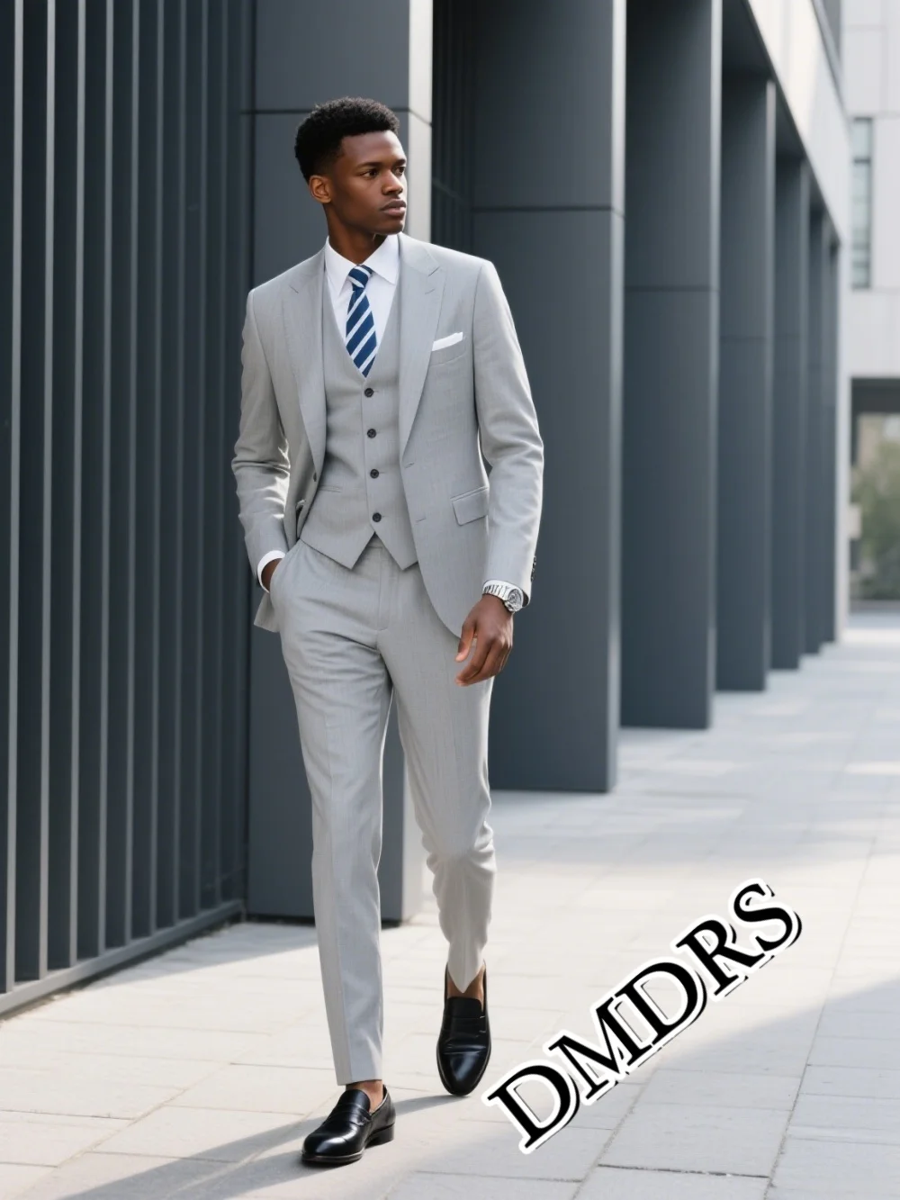 

DMDRS Fashionable Solid-Color Single-Breasted Men's Suit Set For Wedding Simple Business 3PCS Men's Suit Set (Jacket, Vest, Pant