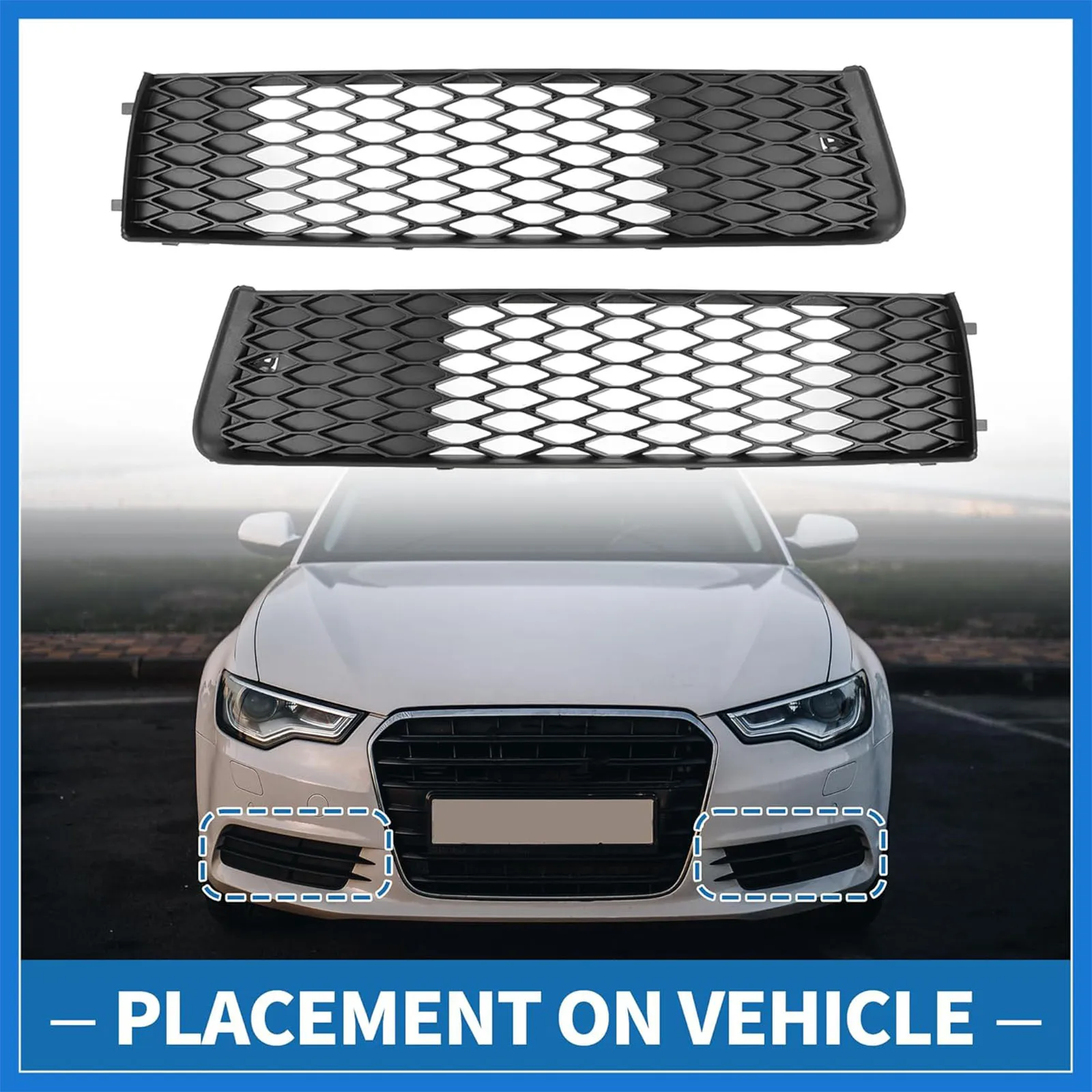 2x 4L0807697B 4L0807698B ABS المصد الأمامي السفلي العلوي شبكة مصبغة الضباب ضوء الحافة غطاء المصباح الضباب ل-أودي Q7 S-Line 2010-2015