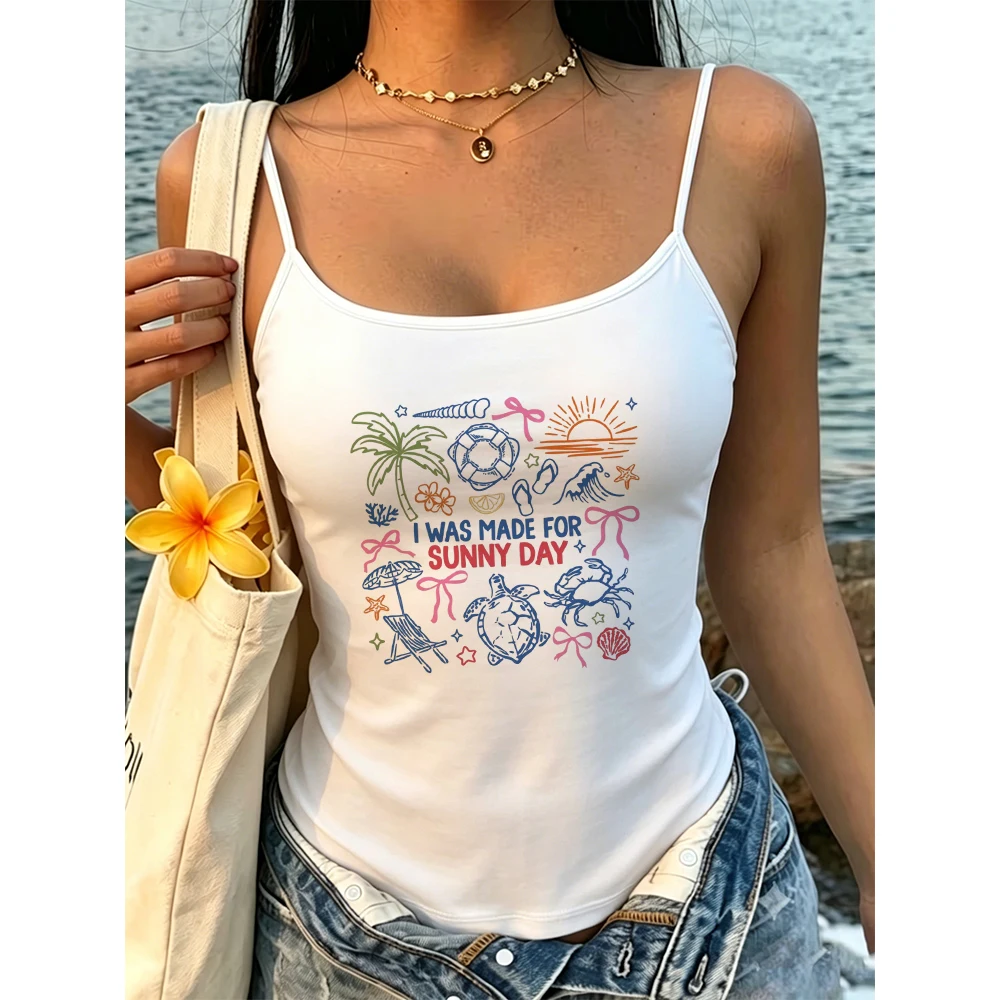 Palm Tree Sea Turtle Camisole Women Tropical Beach Vacation Cruise Resort Outfits Coastal Summer Sunbathing Clothes