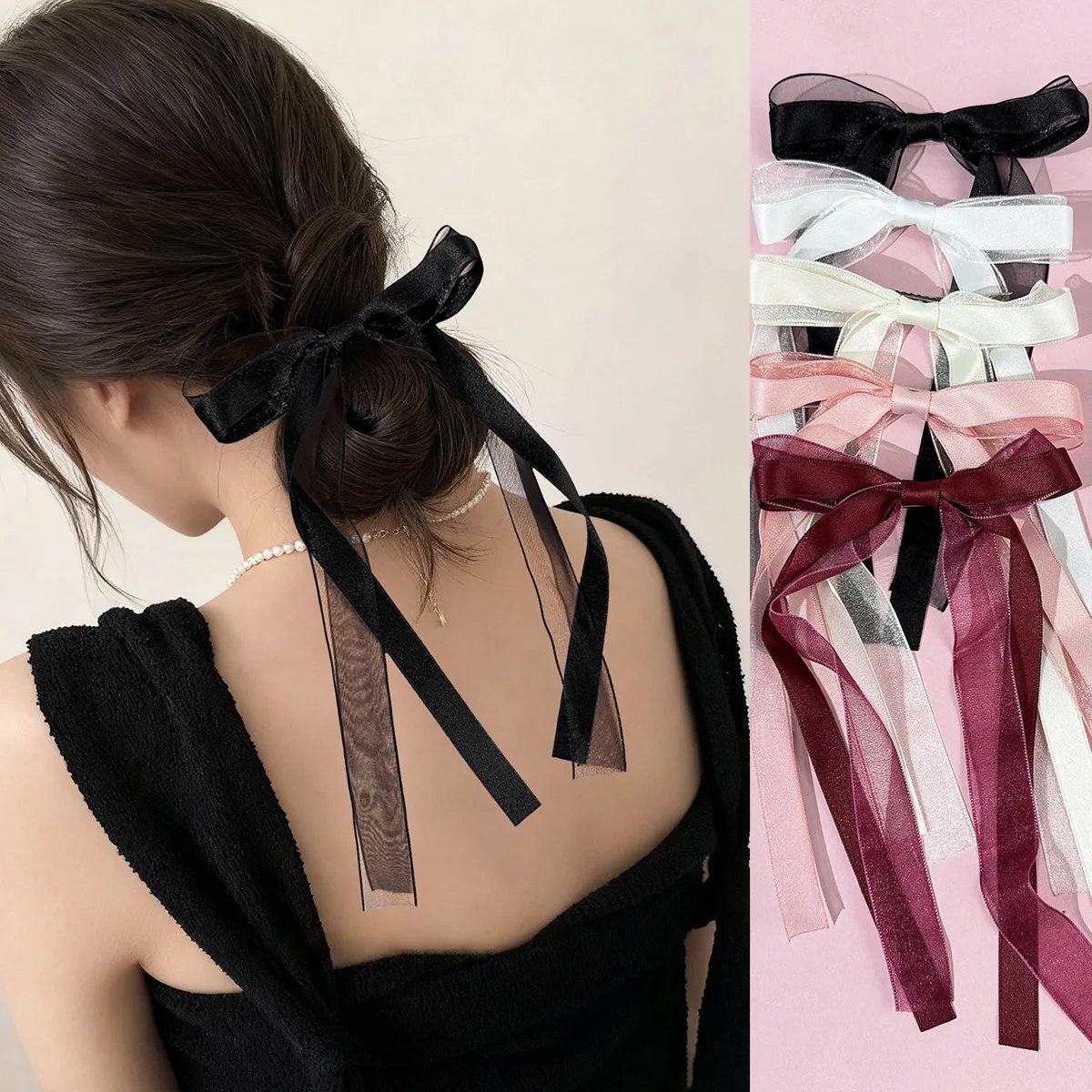 

36PCs Ballet Style Long Tassel Mesh Bow Hair Clips for Girls And Women Side Barrettes Bulk Headwear with Ribbon