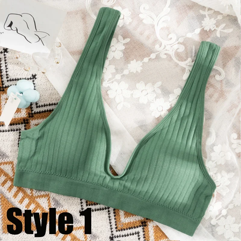 Women Seamless Sports Crop Top Sexy Bra Female Tube Tops Deep V Sexy Women\'s Underwear Bralette Sleeveless Camis Bandeau Top