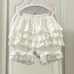 Sweet Lolita Style Safety Short Pants Women Kawai Ruffles Bow Knickers Japan Fashion Elastic Waist Bloomers Cute Pumpkin Shorts