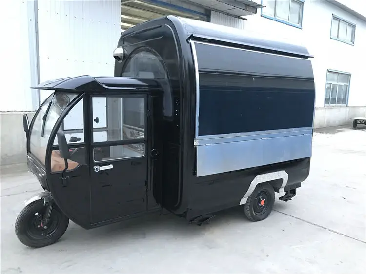 KN-220G Electric Tricycle Food Truck Mobile Kitchen Trailer Ice Cream Coffee Hot Dog Snack Food Cart With Power Drive On Road