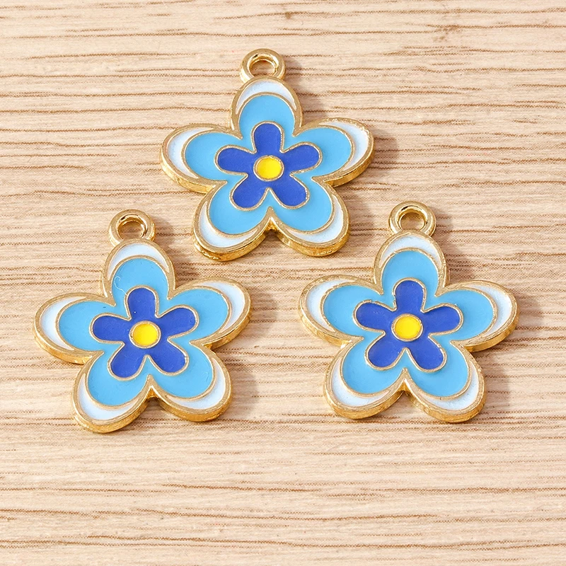 Tusember 10 Stück Emaille Cartoon Hübsche Blumen-Anhänger Niedliche Blumen-Charms für Halsketten, Ohrringe, Armbänder, Schmuckherstellung, Basteln – Detail 25