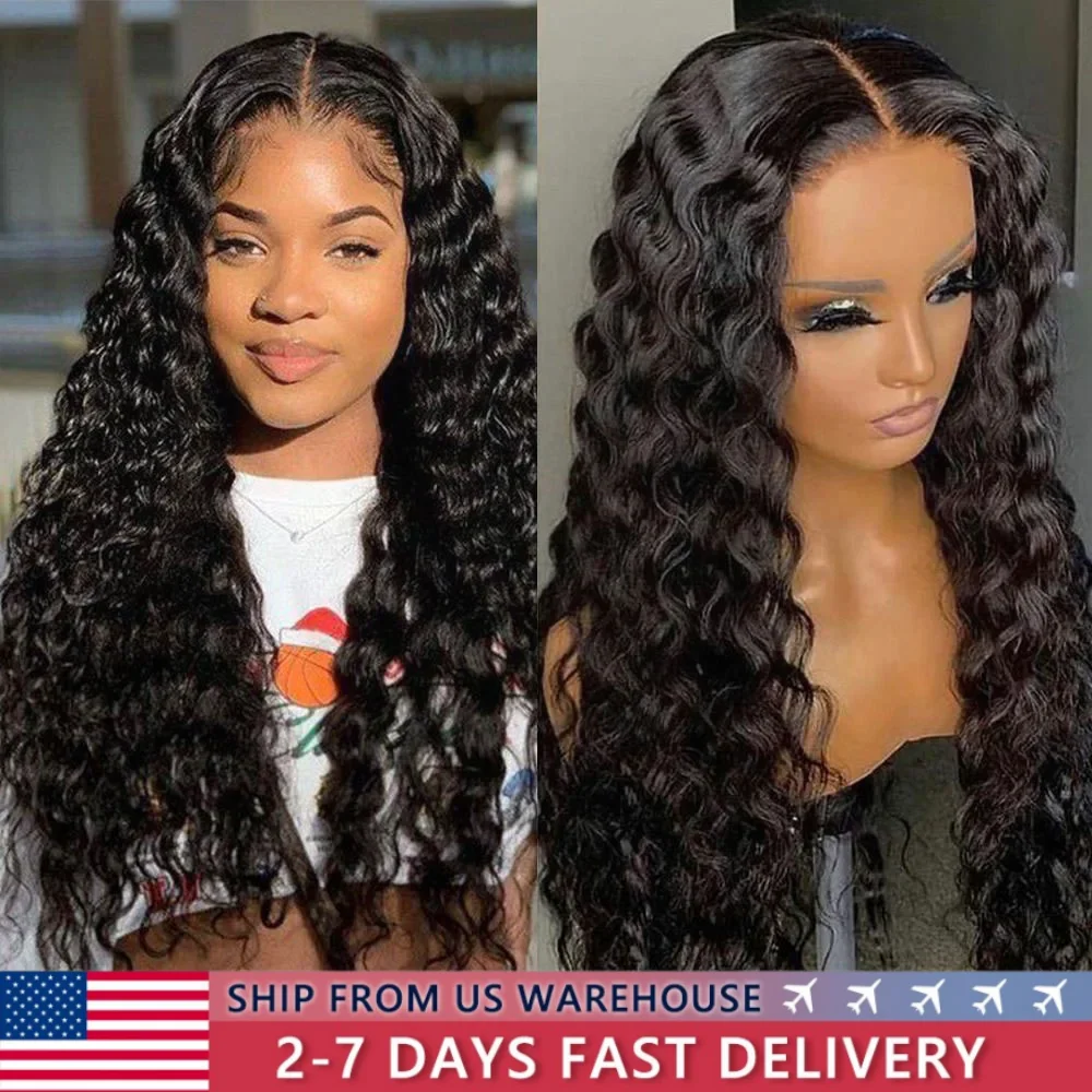 13X6 Deep Wave Lace Front Human Hair Wigs For Women 13x4 Transparent Lace Frontal Wig Pre Plucked 4x4 Lace Closure Wigs Bling