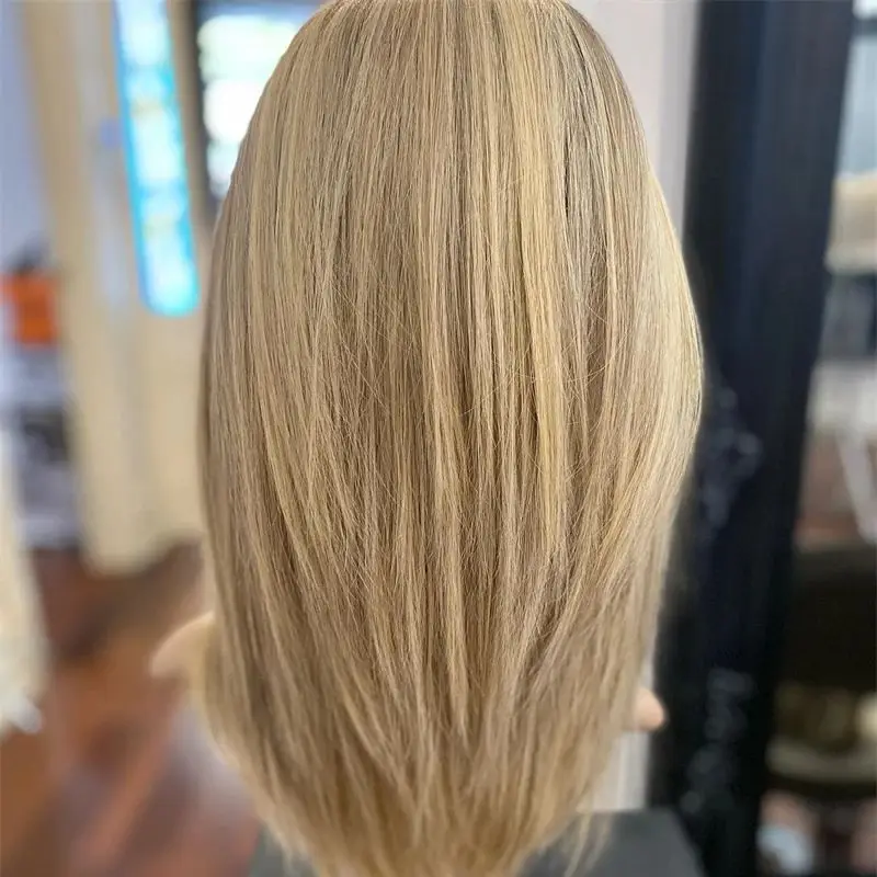 Perruque synthétique courte et droite blonde ombrée, perruque Bob HD, perruque avant en dentelle transparente, perruques de cheveux en fibre de degré de chaleur, délié pré-plumé, 14 en effet