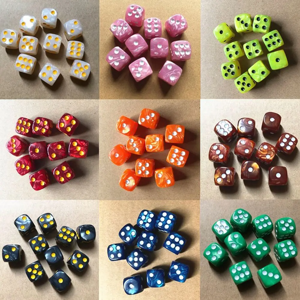 6 Sided Game Toys 16mm Round Corner Polyhedral Number Playing Games Pearl Gem Dice 6 Sided 16mm Dice Game Dice Polyhedral Dices