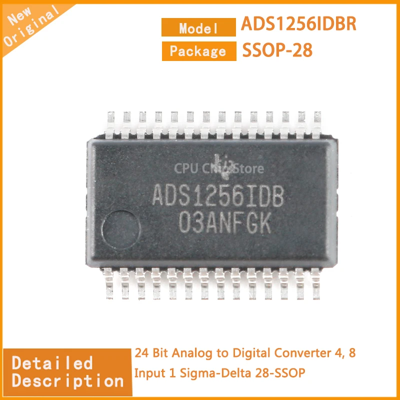 5Pcs/Lot  New Original  ADS1256IDBR ADS1256 24 Bit Analog to Digital Converter 4, 8 Input 1 Sigma-Delta 28-SSOP