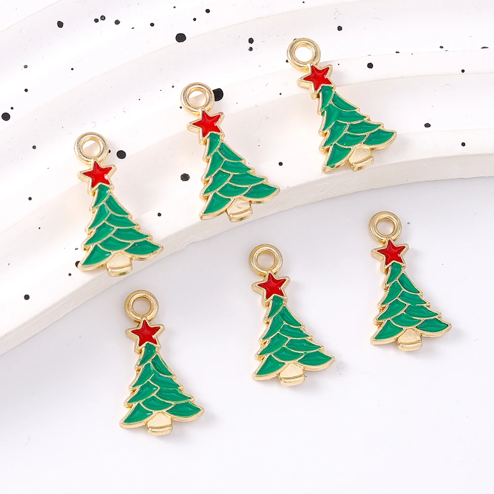 

Duarte 20Pcs/Lot Cute Enamel Christmas Tree Charms Pendants for Making DIY Drop Earrings Necklaces Accessories Jewelry Findings