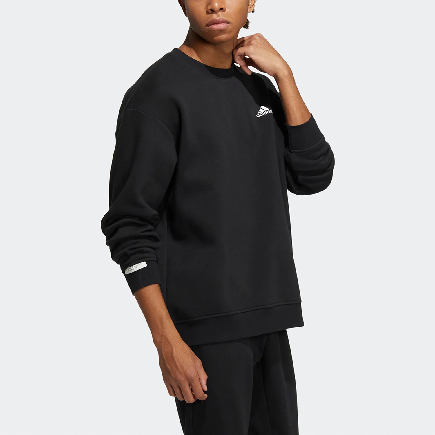 Adidas genuine Winter Men's Fleece-lined Sport Round Neck Long Sleeve Sweatshirt IB2774