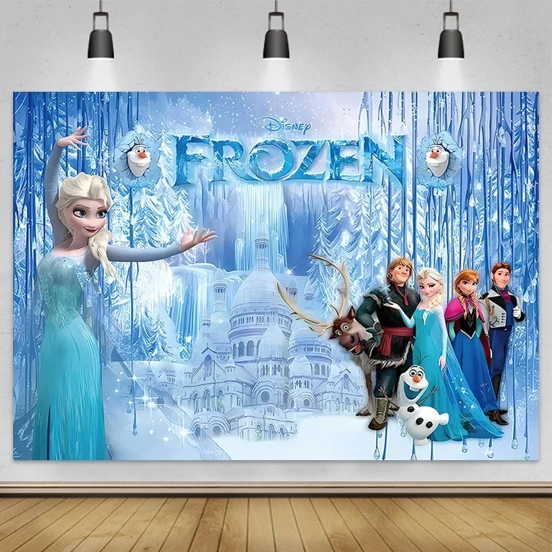 Disney Frozen Princess Elsa Anna Kids Happy Birthday Winter Ice Photo Background Decoration Supplies Baby Shower 2024