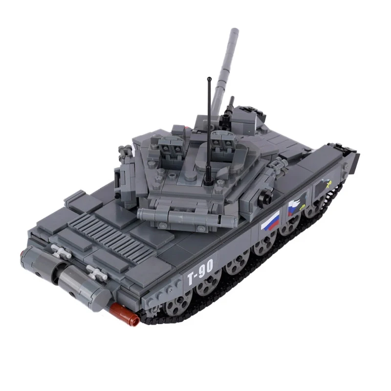 MOC Russia Military T-90 Main Battle Tank Truck Building Blocks WW2 Armored Transport Vehicle Army Cannon Car Weapons Bricks Toy