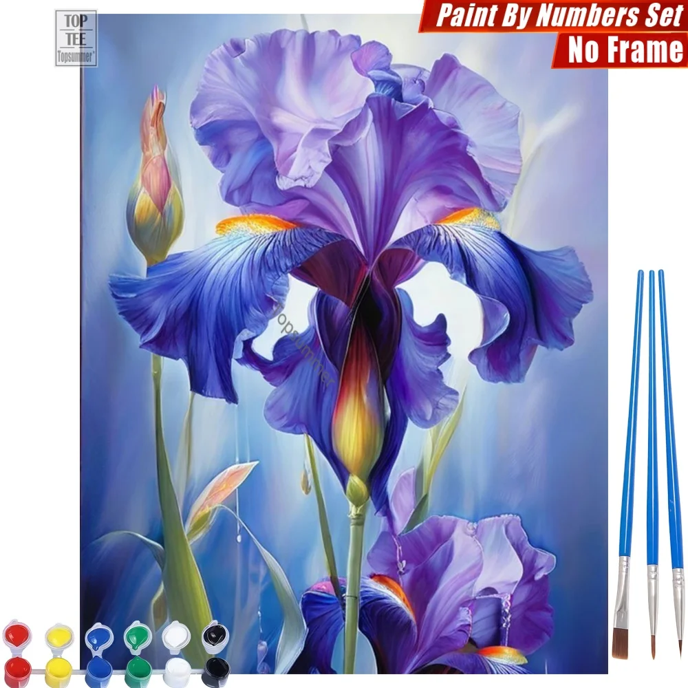 

Purple Blue Iris DIY Painting By Number Set - Intricate Petals Iris Wall Art Decor Mother'S Day Gift For Wife