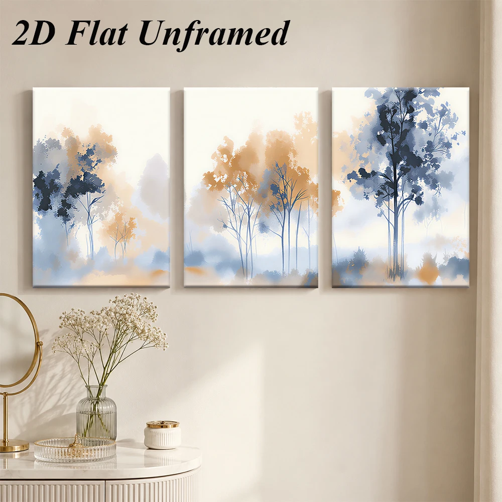 3PCS Large-sized frameless canvas paintings,1 set of modern minimalist triptych frameless decorative paintings, living room sofa
