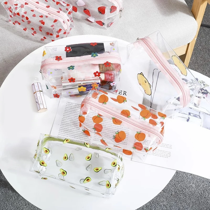 Cute Transparent Pencil Case Large Capacity Pen Box Ladies Cosmetic Bag Back To School Office Supplies Cute Cosmetic Bag