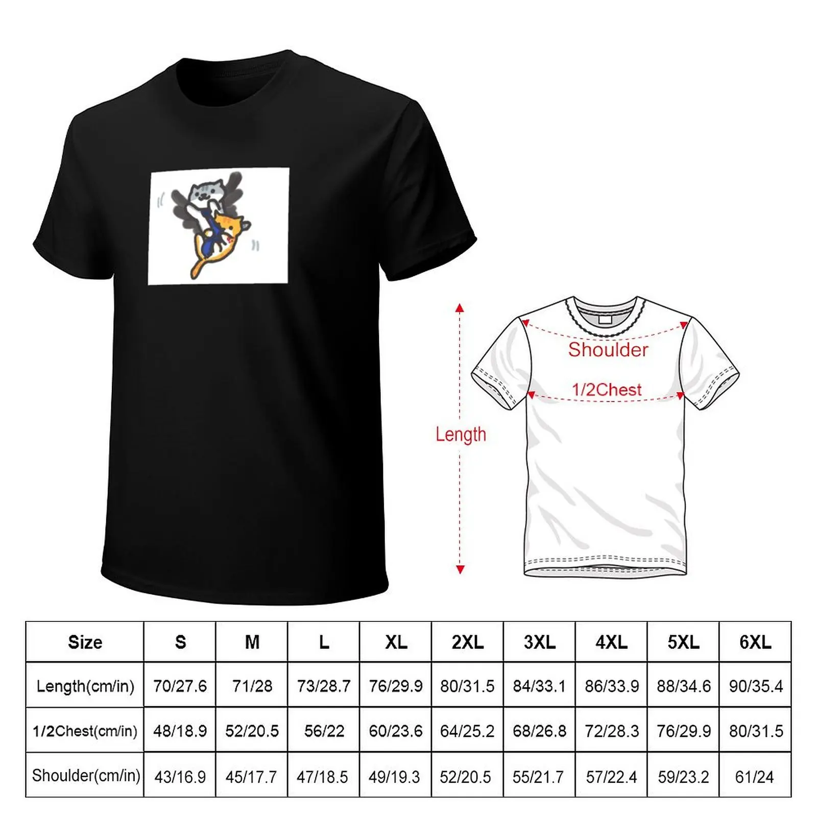 Flying Neko Atsume Destiel T-Shirt Casual Loose Daily Wear T-Shirt