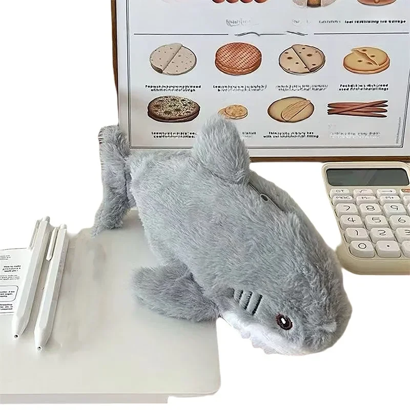 Cute Plush Shark Pencil Case Student Stationery School Supplies Kawaii Doll Back To School Storage Bag Pen Bag Stationery Gift