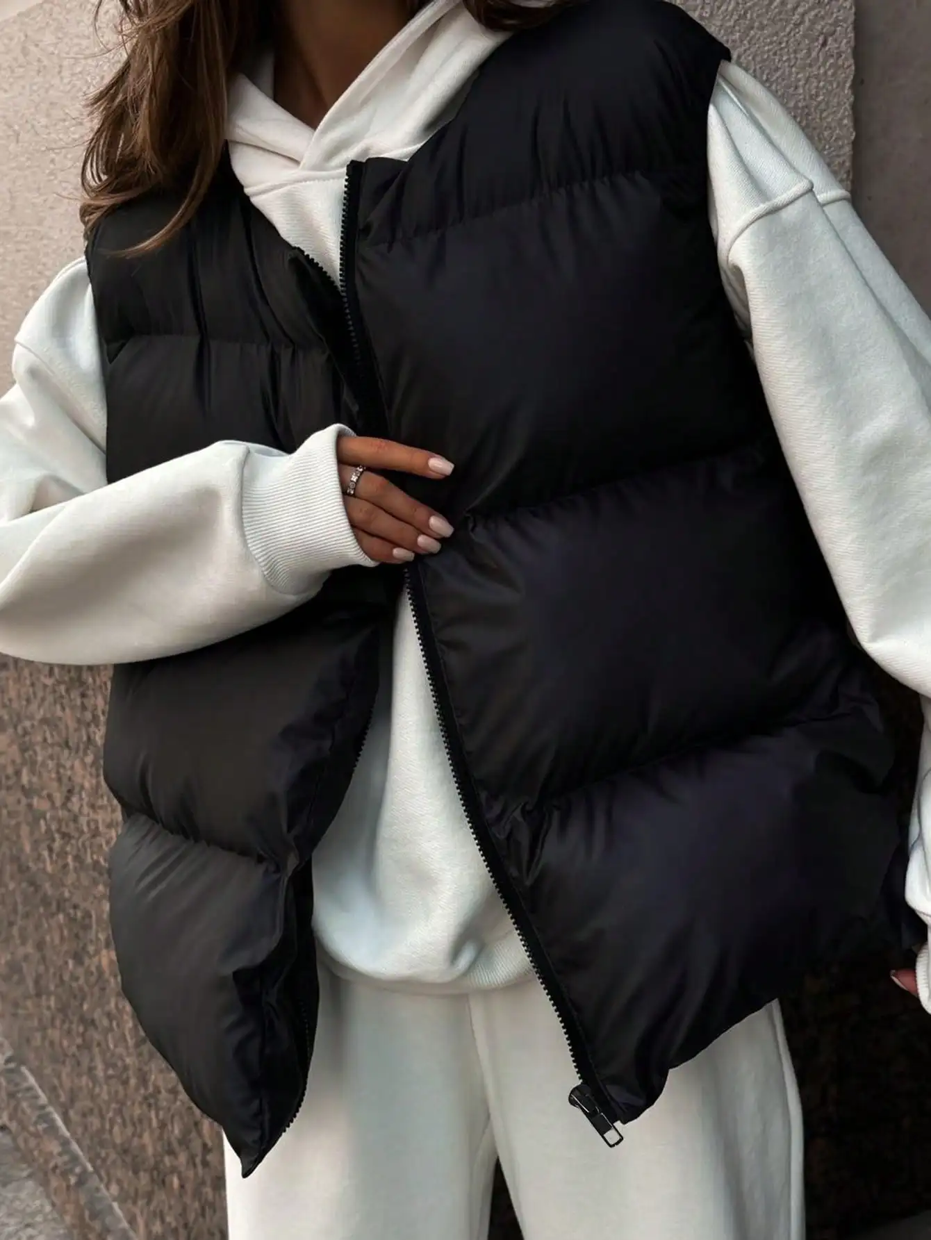 

Жилет INAWLY для женщин больших размеров, черный, хлопковый, с утеплителем, теплый пуховик для осени/зимы