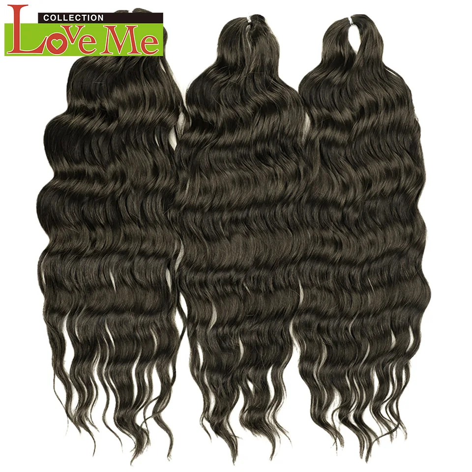 LOVE ME 24 Zoll 300g Synthetisches Haar Wasserwellen-Flechthaarverlängerungen Ombre Regenbogenfarben Tiefe Wellen Twist Häkelhaar – Detail 6
