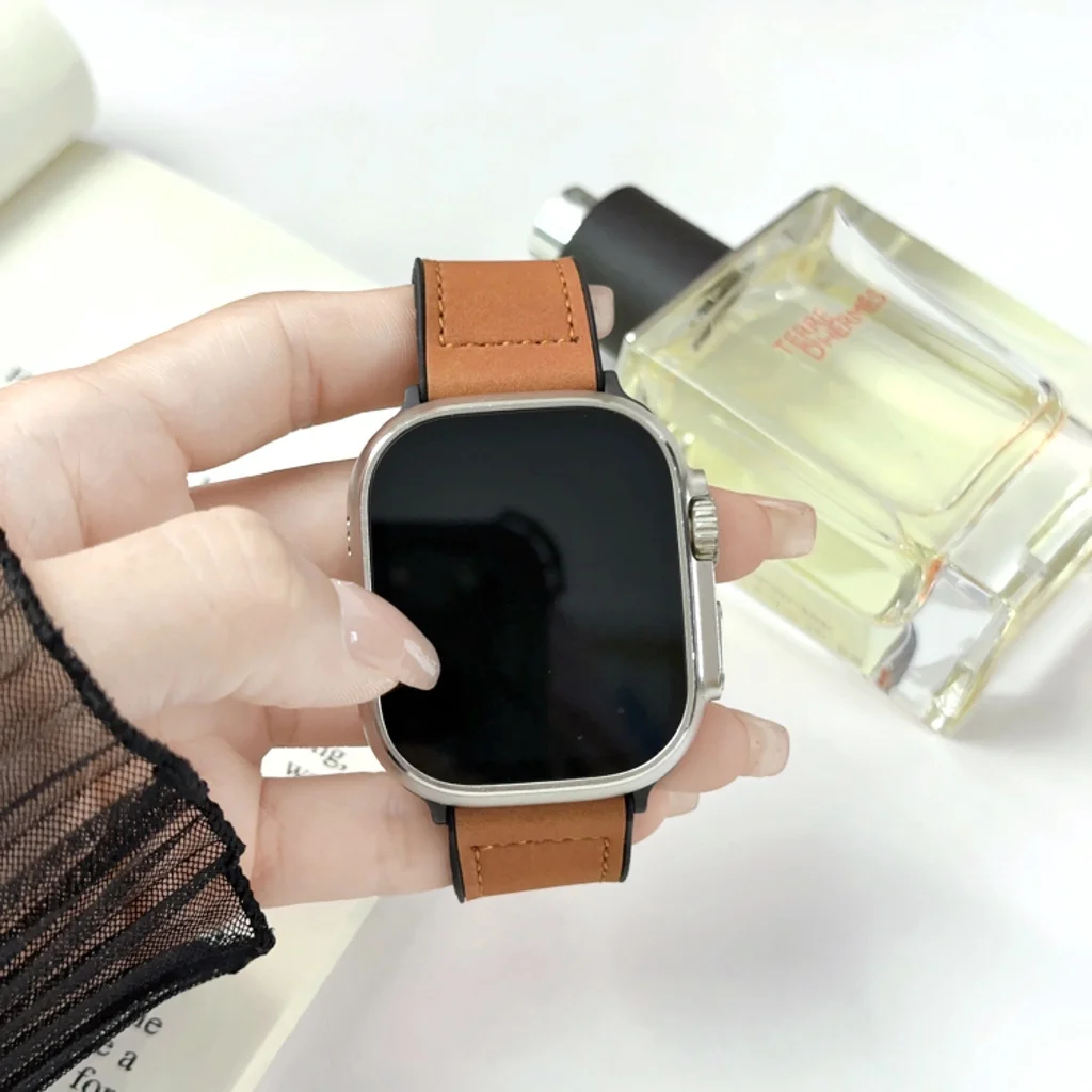 Магнитный кожаный ремешок для Apple Watch Ultra 1 2 Band 49 мм 45 мм 41 мм, браслет 40 мм 44 мм 38 мм 42 мм iWatch Series 9 8 SE 7 6 5 4