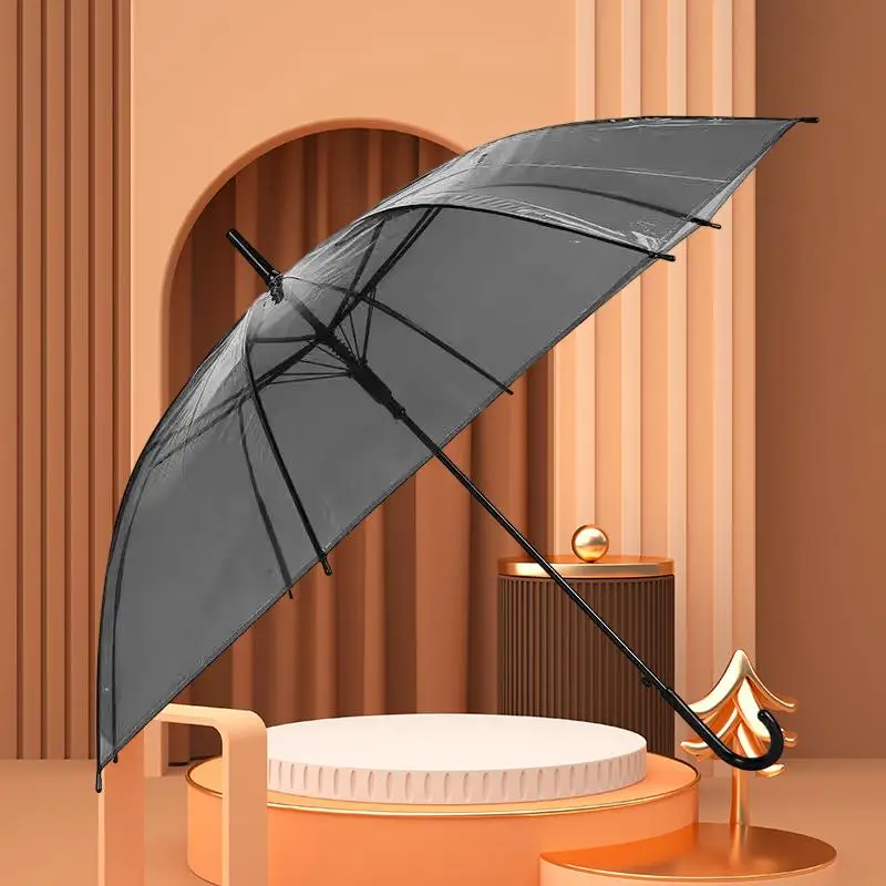 Transparent automatic umbrella, windproof and rainproof long handle umbrella, high aesthetic umbrella