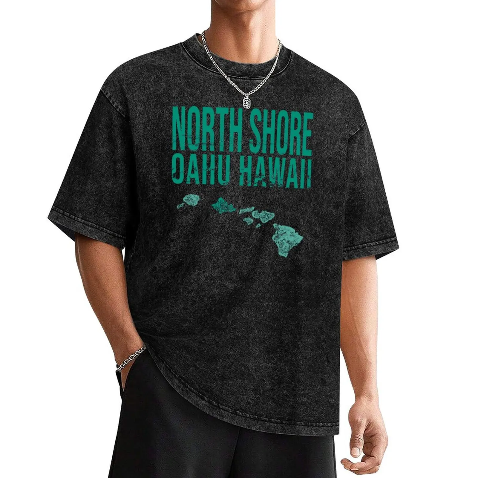 Hawaii Oahu North Shore Hawaiian Islands Map T-Shirt blanks plain shirts graphic tees tshirts for men