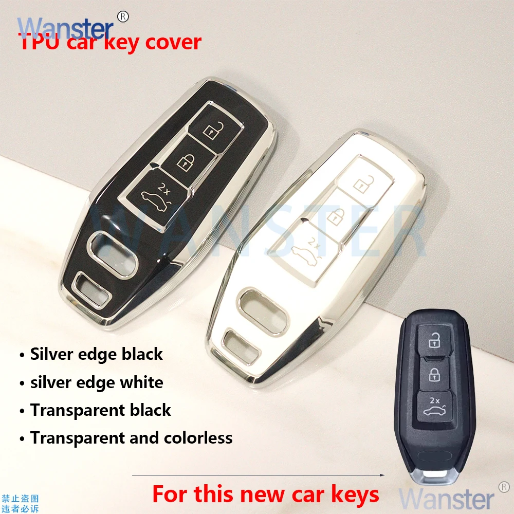 3 Buttons TPU Car Key Case Fob Cover for Audi A5L A5 L 2025 Car Key Protective Case Keychain