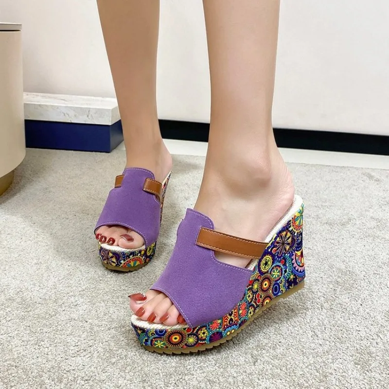 Female Sandal Comfort Shoes for Women Large Size 2026 Summer Muffins shoe Open Toe Girls Platform Multicolored New