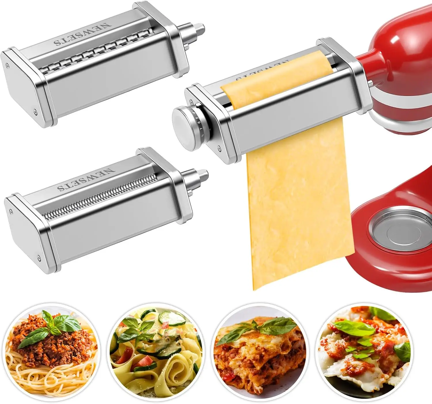 

Набор из 3 насадок для приготовления пасты из нержавеющей стали для стационарных миксеров, включает в себя ролик и ножи для нарезки.