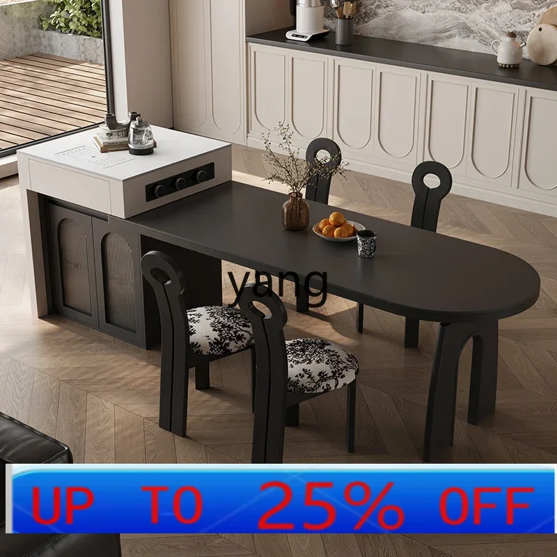

LH minimalist curved table small apartment rock slab island dining table integrated household guide table