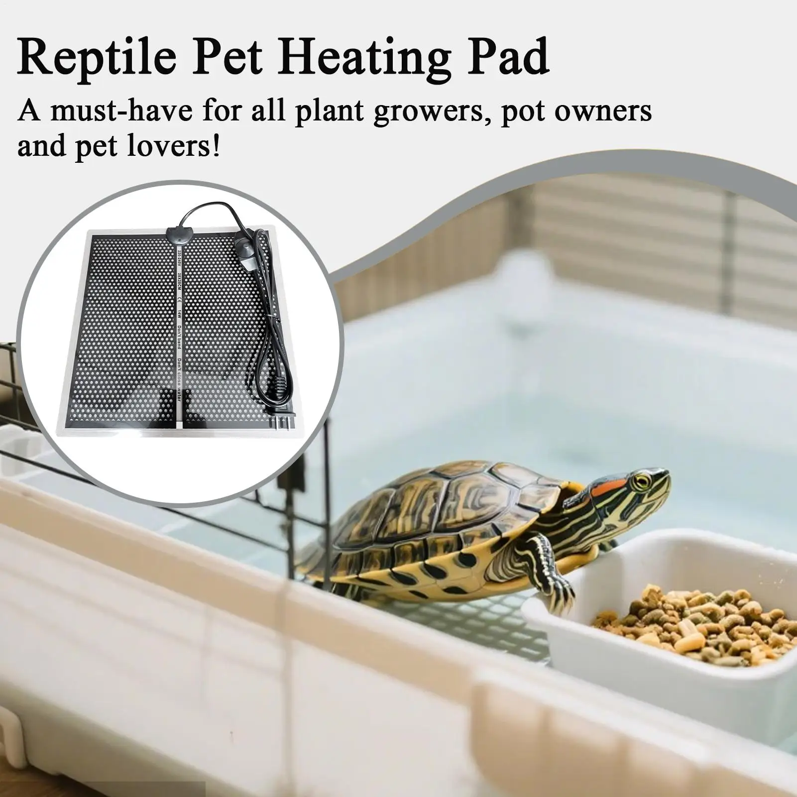 Reptile Heat Pad 5.9x5.51in Adjustable Instant 5W Electric Waterproof Spider Snake Aquarium Heating Pad For Pets Small Animals