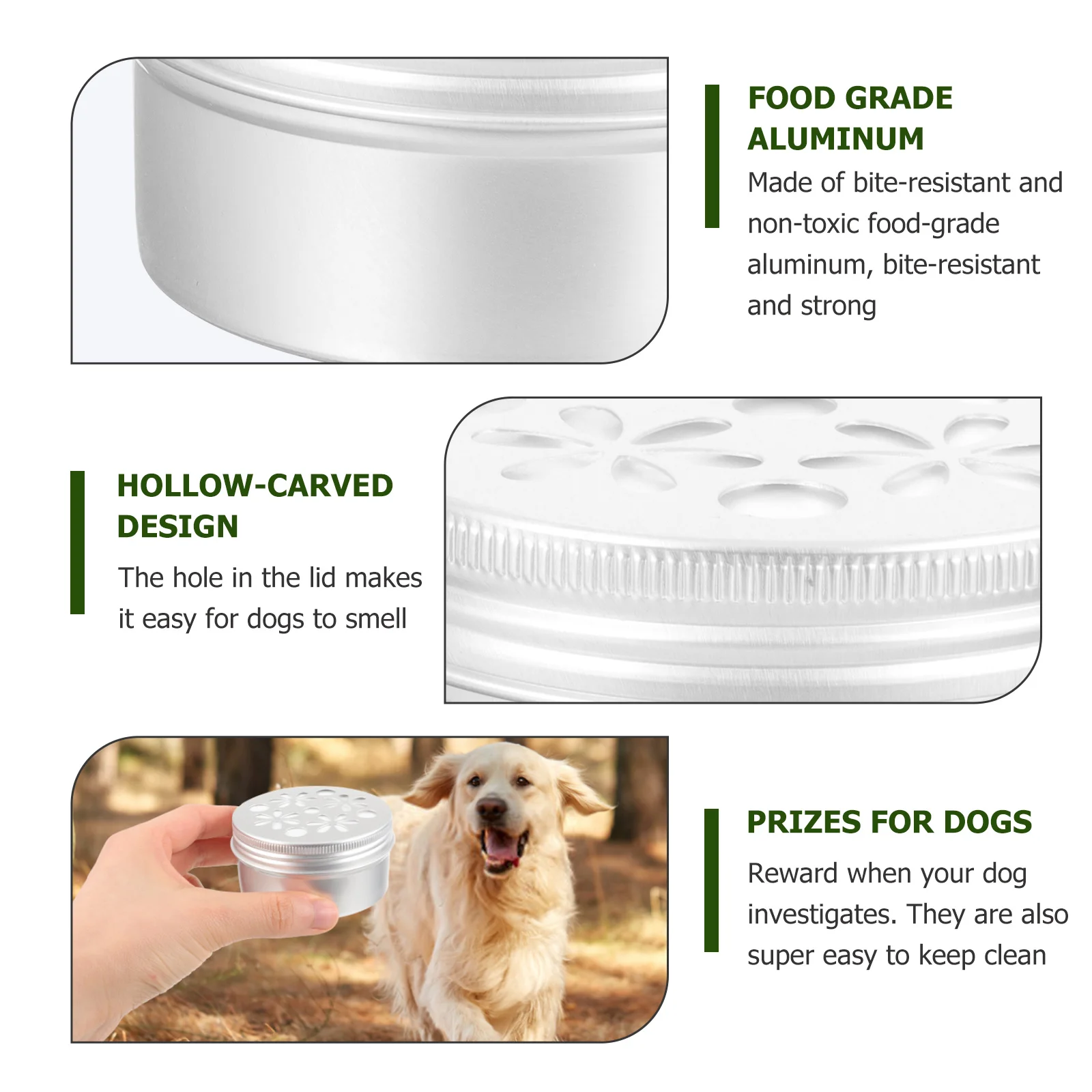 

10Pcs Dog Scent Work Tins Nose Training Tool Portable Odor Box Fun Scent Games for Pets Metal Tins with Lids Dog Training