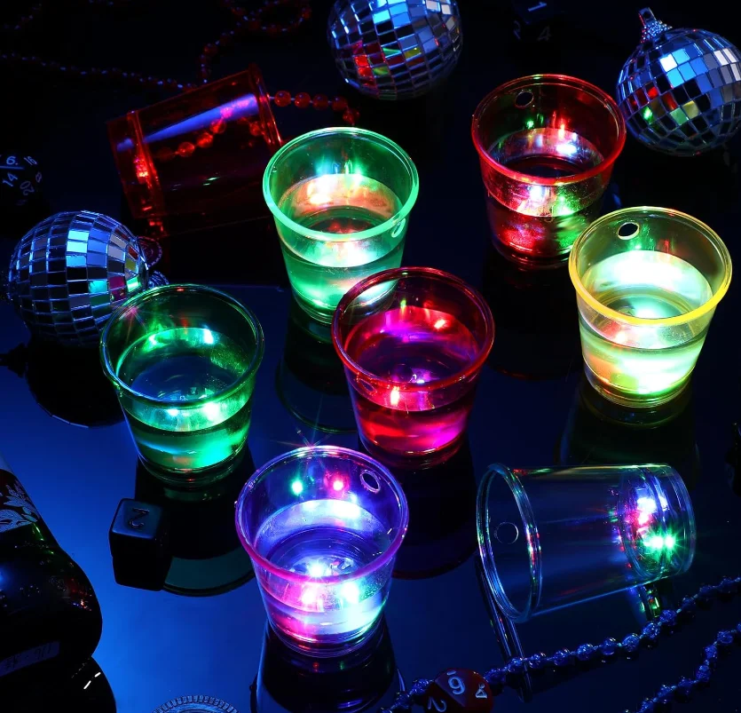 Imagem -02 - Conjunto de 50 Óculos Led para Decoração de Festa para Despedida de Solteira Aniversário Equipe Noiva e Noivo Vidro no Colar Brilho no Copo Escuro Suprimentos de Carnaval