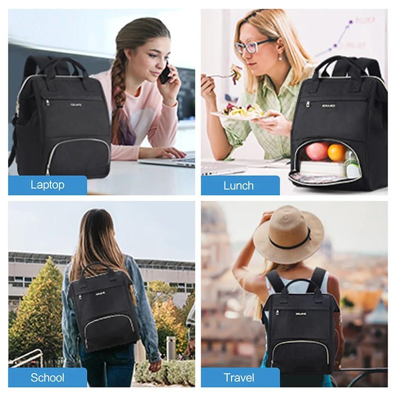 Oiwas Lunch Rucksack für Frauen 15,6 Zoll Laptop Rucksack isoliert Kühler Rucksack mit USB Port Männer reisen Arbeit Picknicks Wandern