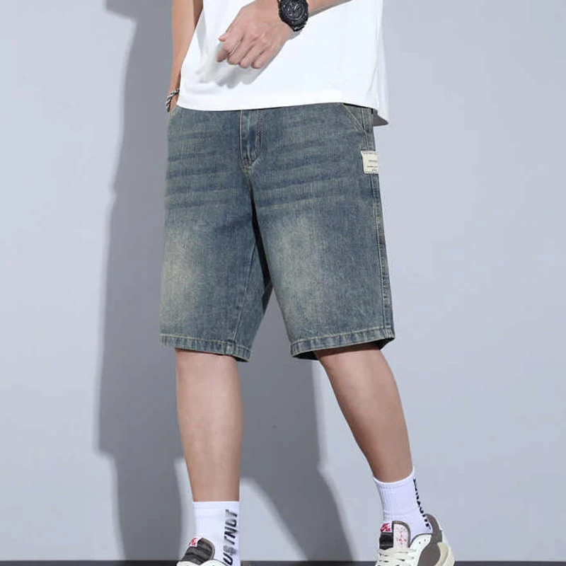 

S-6XL Large Men's Denim Shorts 2025 Summer Thin Loose Knee-length Jeans Retro Korean Casual Versatile Male Short Pants