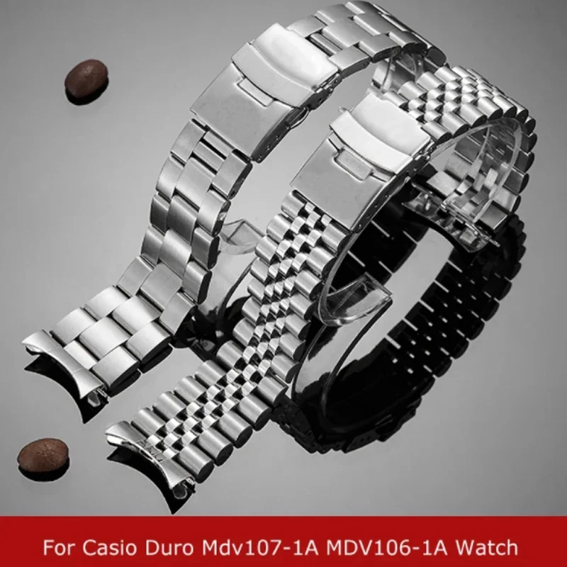 

3 Styles Diving Steel Metal Strap For Casio Duro Mdv107-1A MDV106-1A Watch Wristband Bracelet Watchband Replacement Parts 22mm