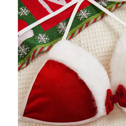 2025 Lace Embroidery Bra Set Sexy Christmas Lingerie Set For Women Santa Costume Velvet Xmas Christmas Bra And Exotic Lingerie