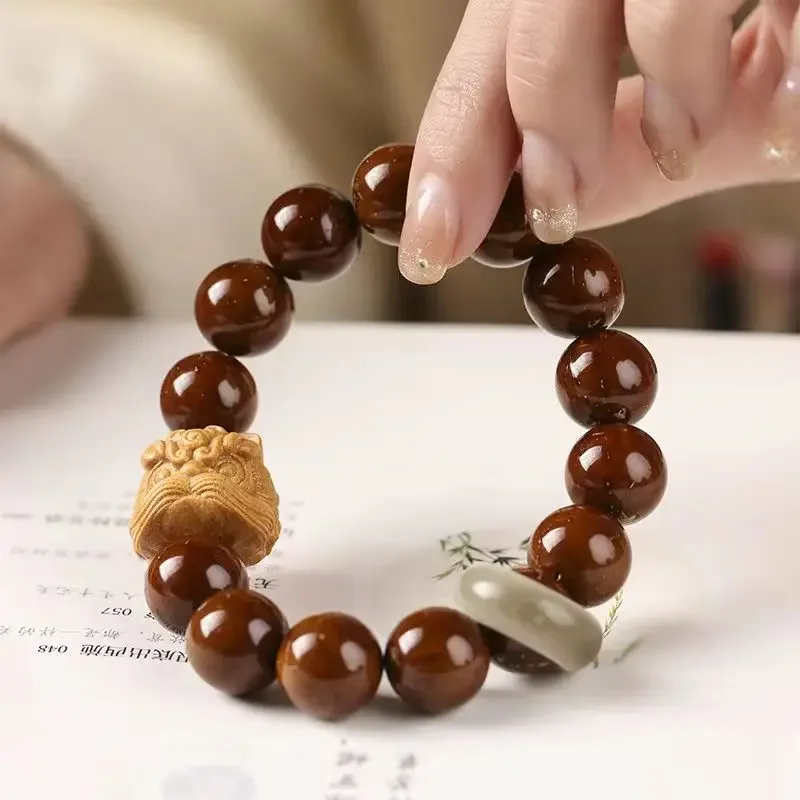 Ivory Fruit Awakening Lion Lucking Purple Golden Mouse Round Beads Retro Bracelet Artistic Plate Playing Bodhi Handstring Female