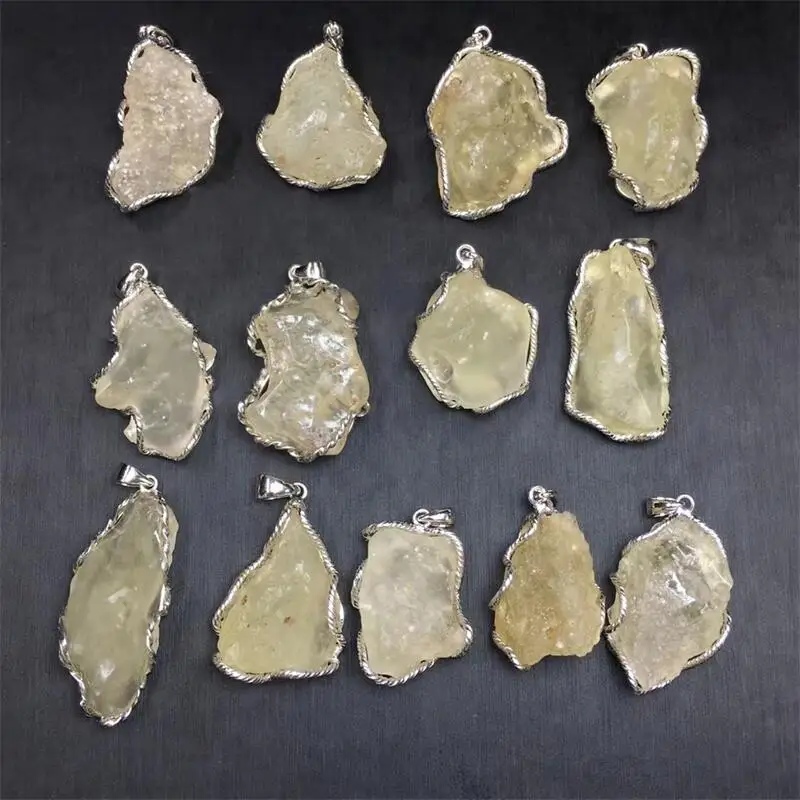 

S925 Natural Freeform Libyan Meteorite Pendant Crystal Polishing Exquisite Girl Jewelry Healing Fengshui Stone Gift 1PCS