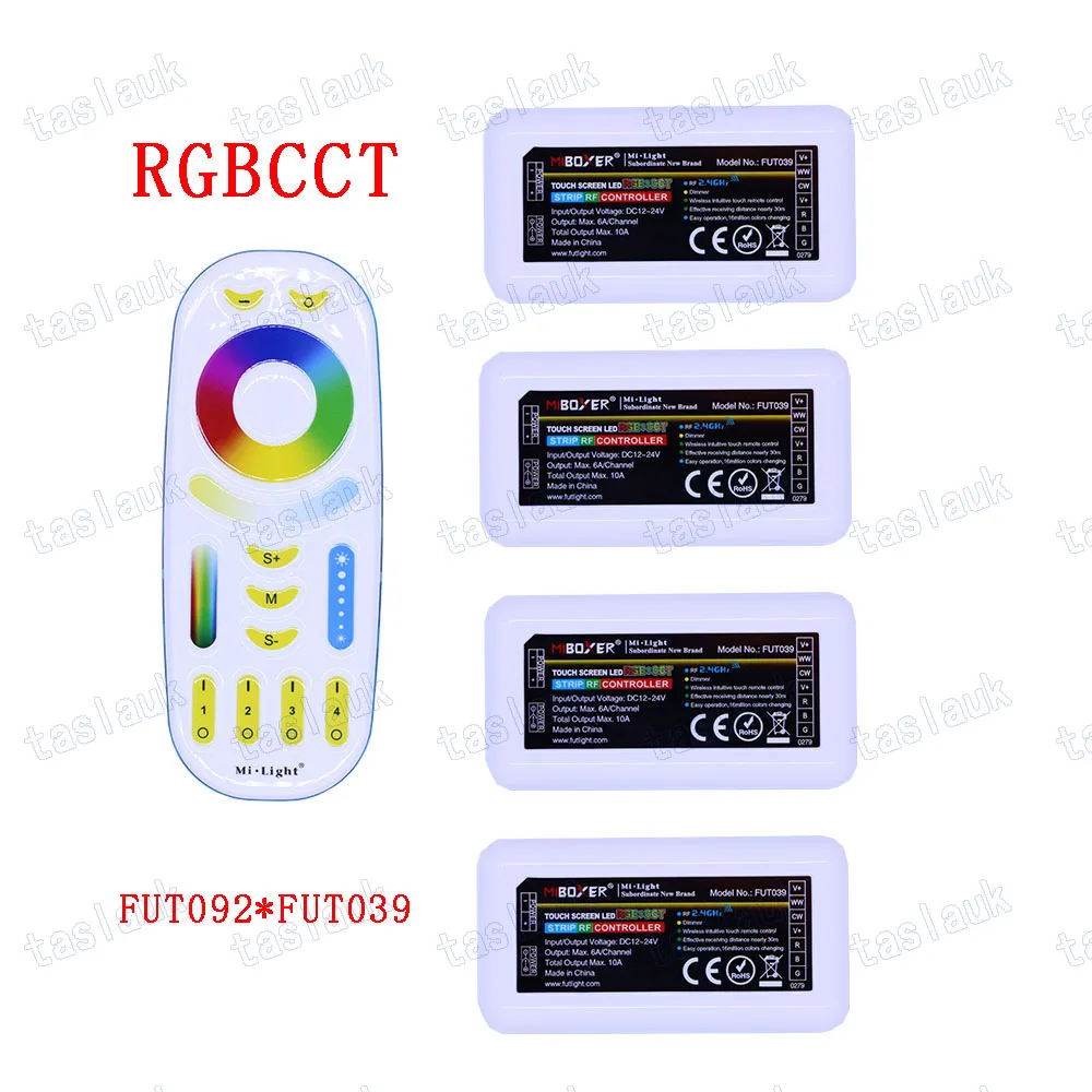 Mi BOX Light RGBW RGBWW RGBCCT 5 PIN Controller DC12-24V 2 ax4ch FUT038 039 037 036 FUT096 2.4G RF Wireless 4 Zone Touch Remote