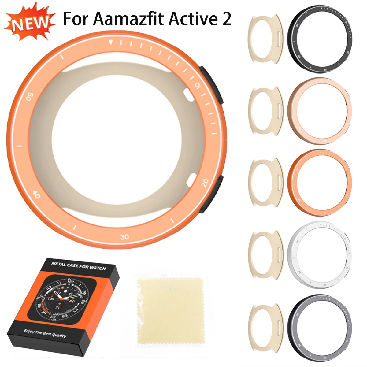 

Metal Watch Bezel for Amazfit Active 2 Anti-Scratch Shockproof Watch Case With Time Scale Shell Protective Replacement Protector