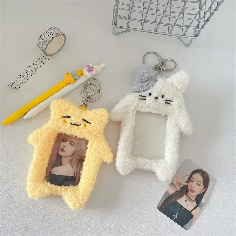 Coreano carino morbido peluche Photoes porta carte gatto coniglio idolo custodia protettiva per studenti custodia per carte d\'identità con