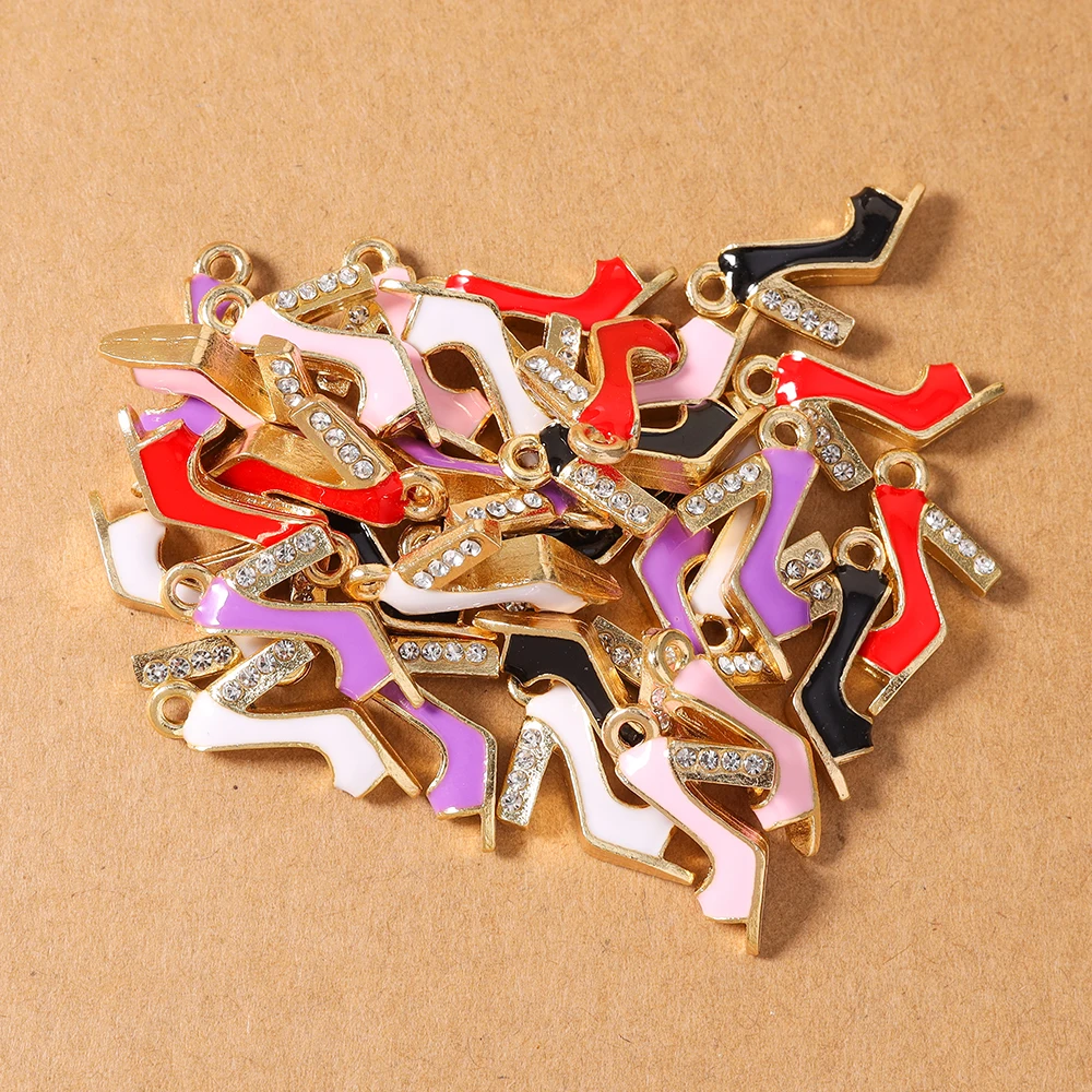 

10pcs Fashion Enamel Simulation High Heels Shoes Charms Pendants for Jewelry Making Necklace Earrings DIY Handmade Accessories