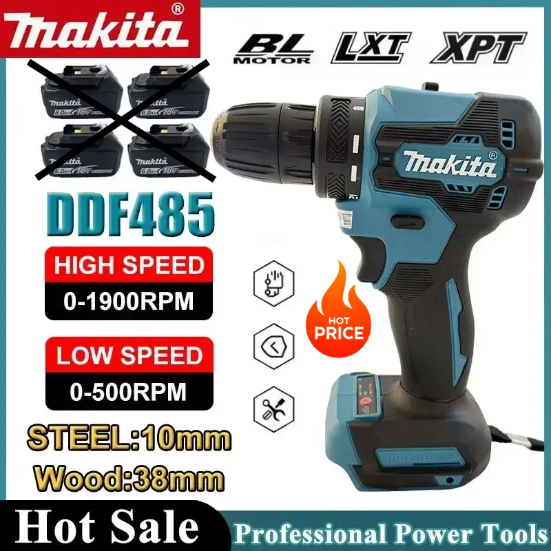 

Makita DDF485 10MM LXT Compact Cordless Tool Multi-function Screwdriver Impact Brushless Drive Rechargeable 18V Brushless Drill