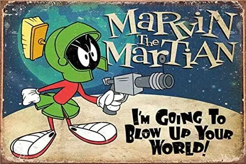 Metal Sign - Marvin The Martian Cafe Tin Sign Retro Plaque Poster 8X12 Inch Wall Decor