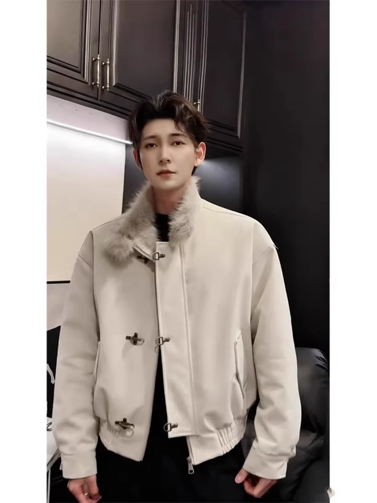 Winter Aosphere Matte Aircrt Bule Stehkragen Herren Baumwolle Jaet American Heavy Street Cooler Baumwollmantel Warm Thi Lo...